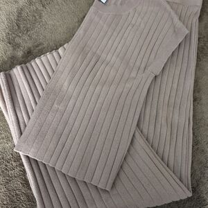 Ribbed Knit Sweater and Pants Set in Taupe